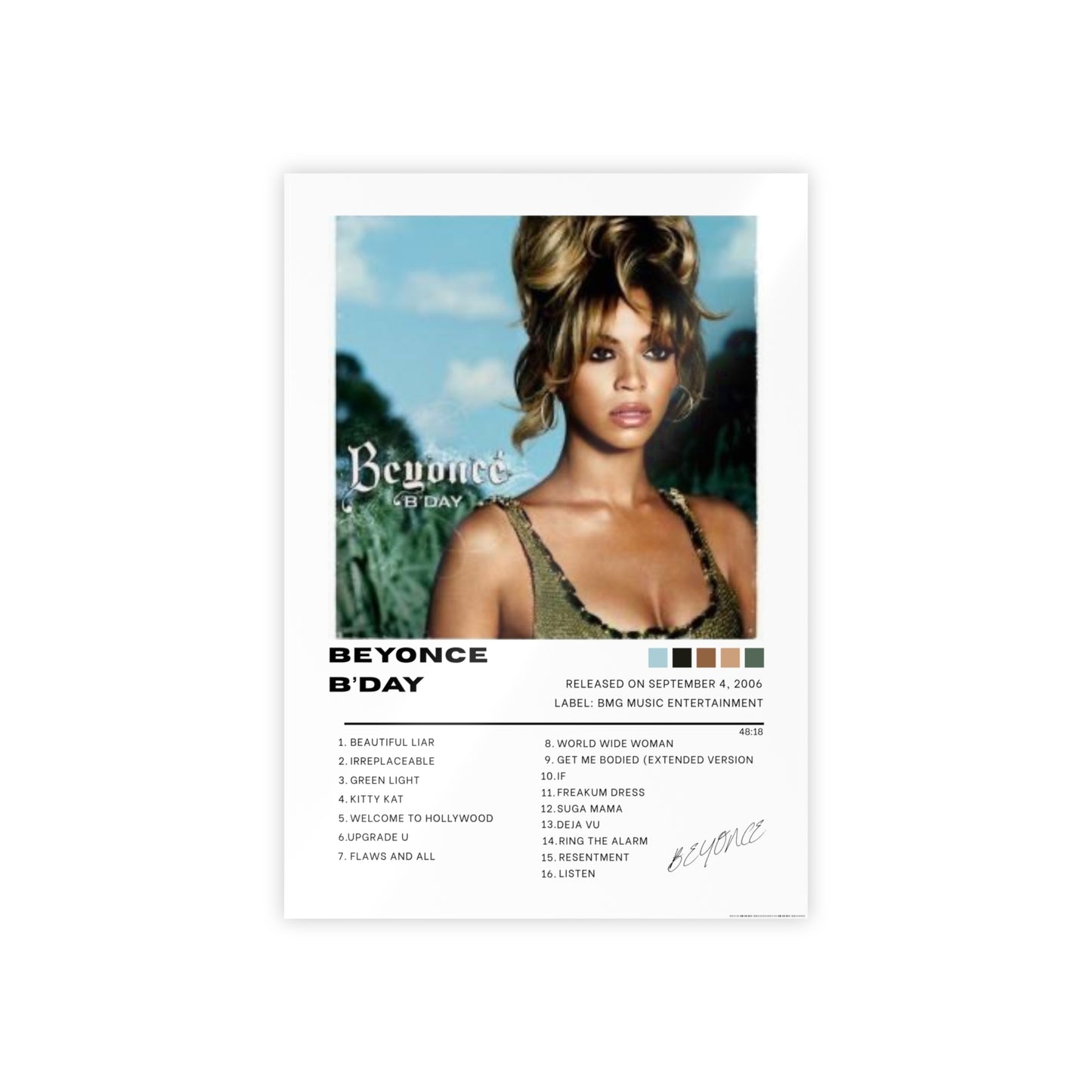 Beyonce Album Cover Poster B’DAY