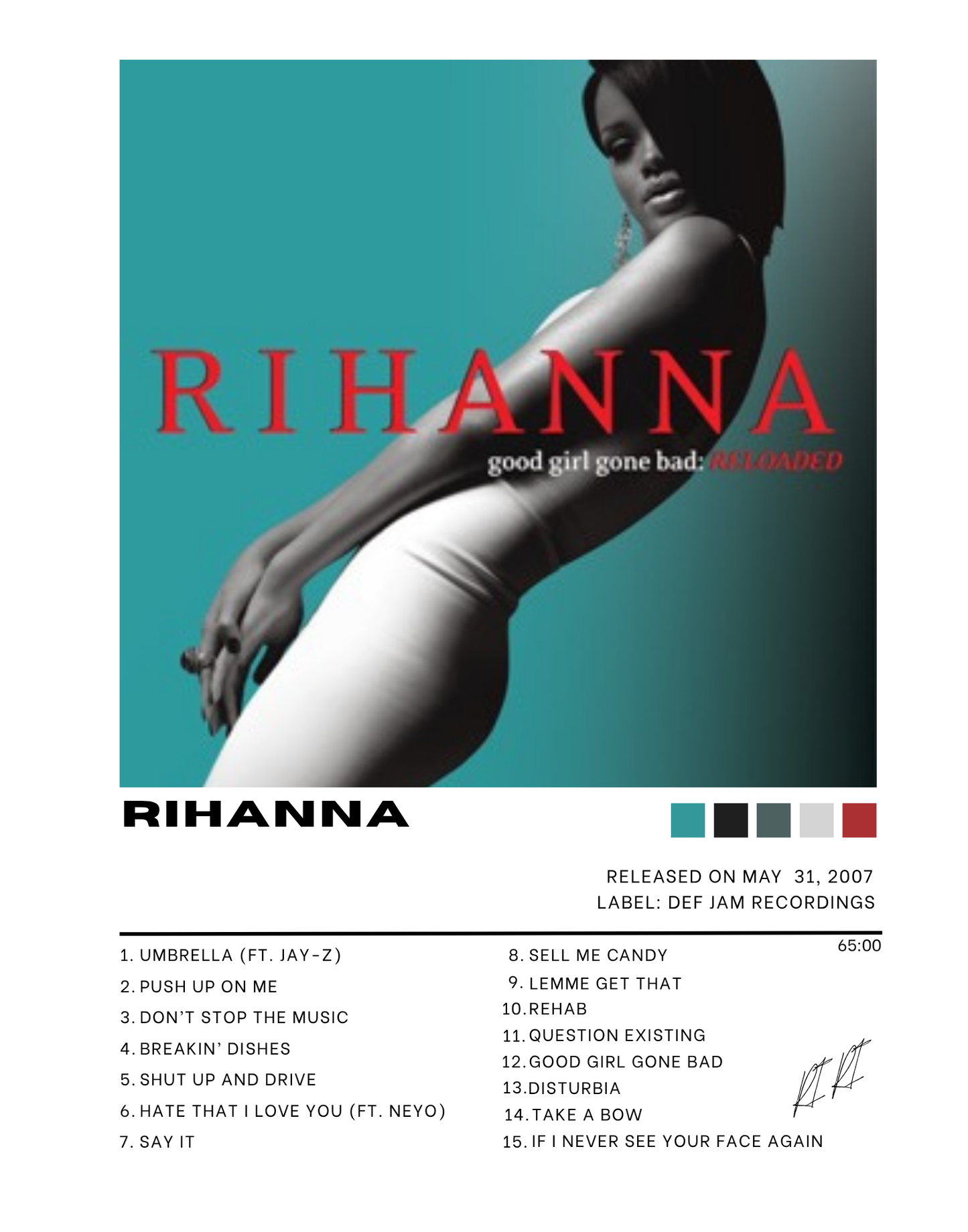Rihanna Album Cover Poster (Good Girl Gone Bad)