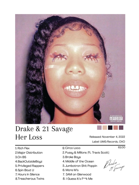 Drake & 21 Savage Album Cover Poster HER LOSS